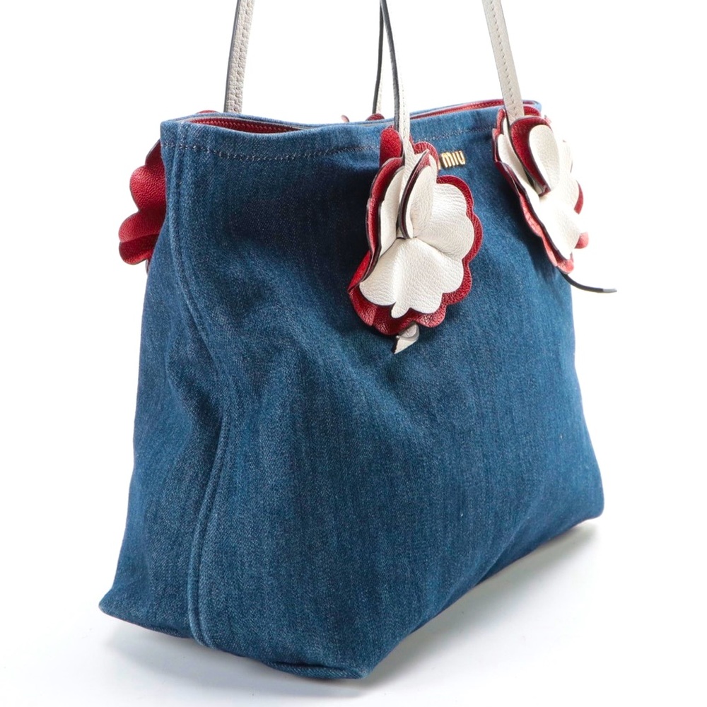 Miu Miu Denim and Leather Flowers Handbag with Matching Wallet - Picture 4 of 16